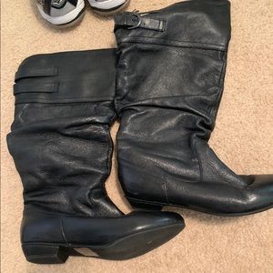 Black leather boots